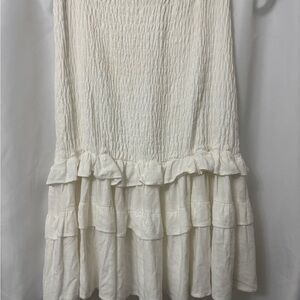 Luxxel Cream Ruffled Midi Skirt